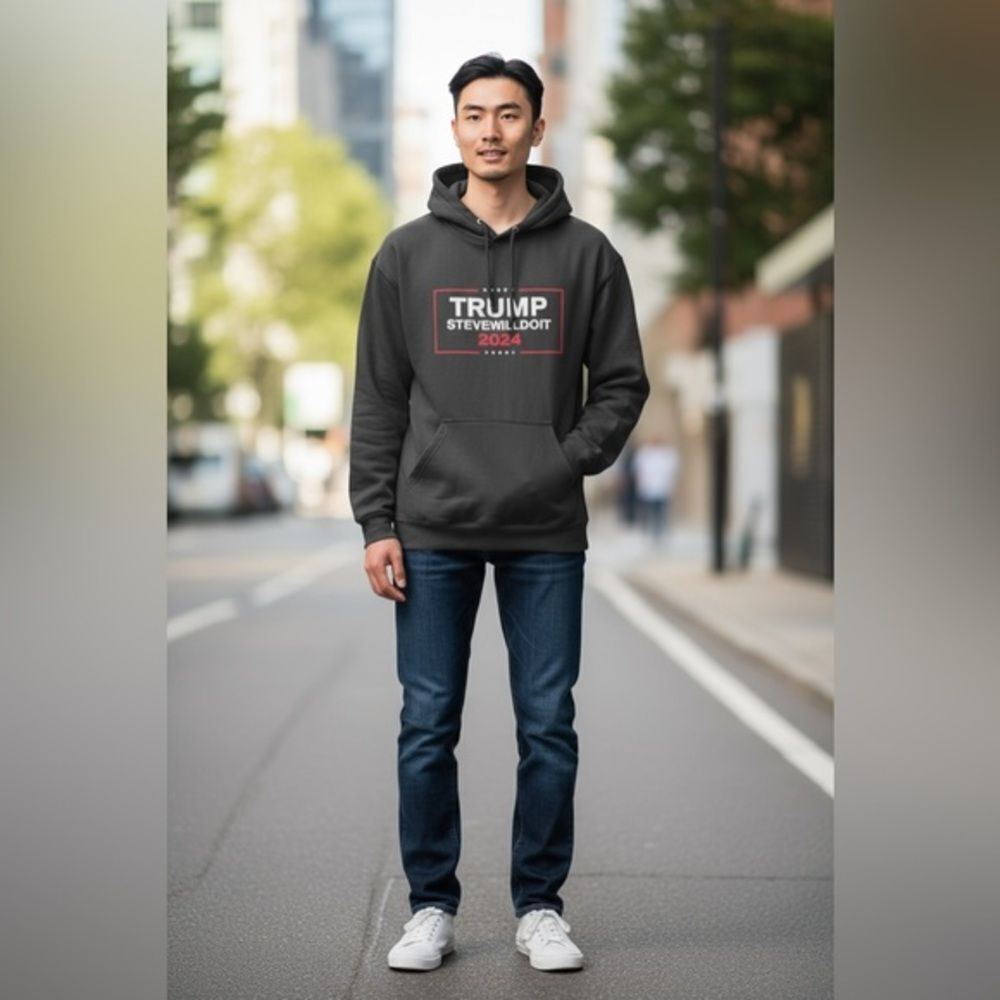 NWT FULL SEND Black Hoodie Graphic Trump 2024 Steve Will Do It - Size Medium